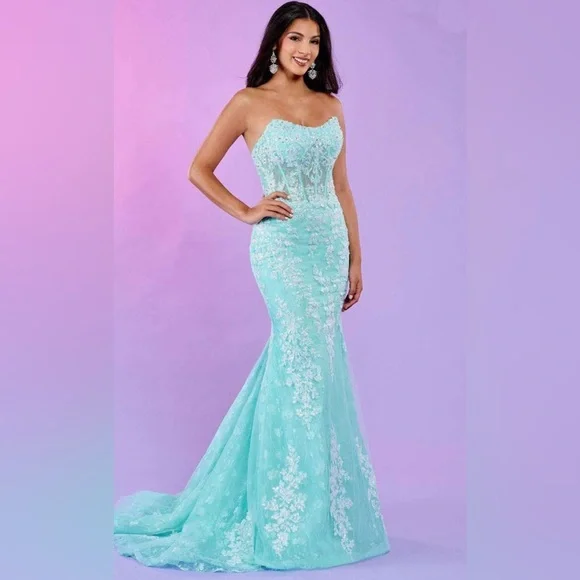 chinese dress ladies Rachel Allan 70526 - Long Sequin Embroidery Mermaid Dress